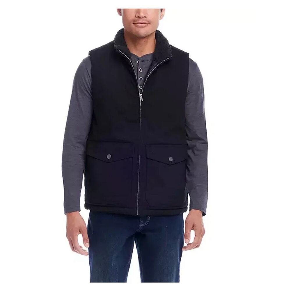 WP Weatherproof‎ Men's Workwear Quilted Lined Sherpa Neck Vest, BLACK MEDIUM